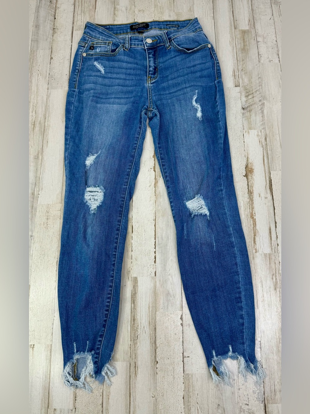 Judy Blue Jeans Womens 5/27 (26x27) Blue Mid Rise Cropped Fit